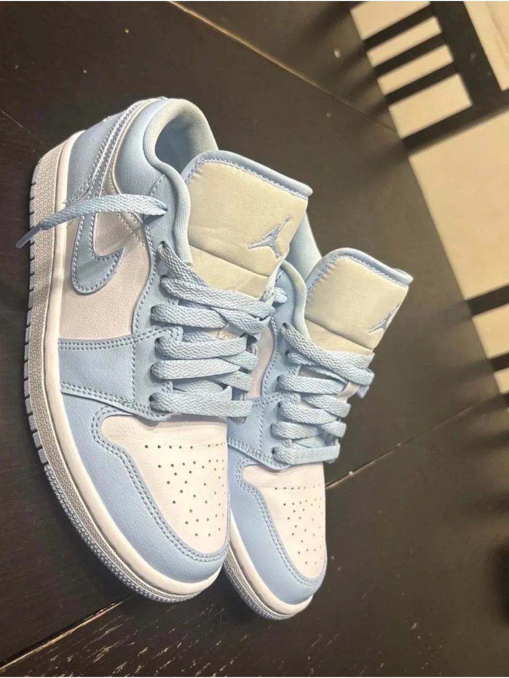 Jordan Women’s Low-Top Sneakers in Light Blue and White